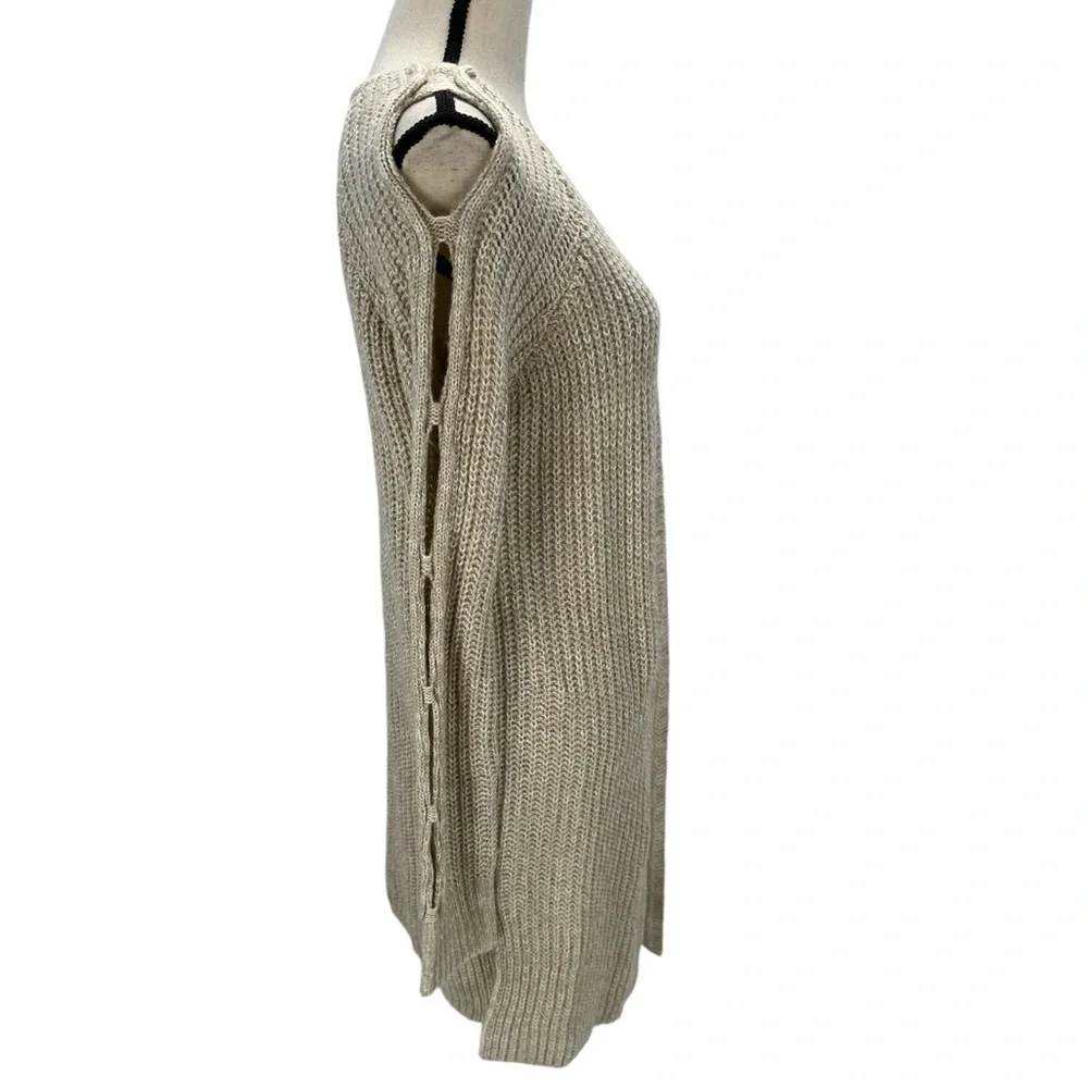 OHMG Long Cut Out Sleeve Open Front Cardigan Sweater - Cream - size XL